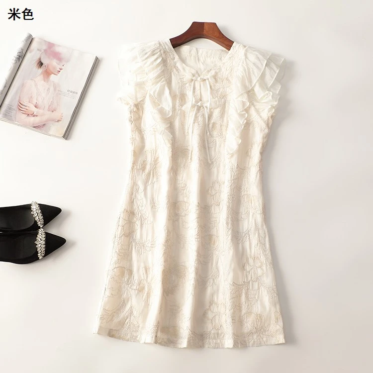 245446夏长款短袖V领连衣裙