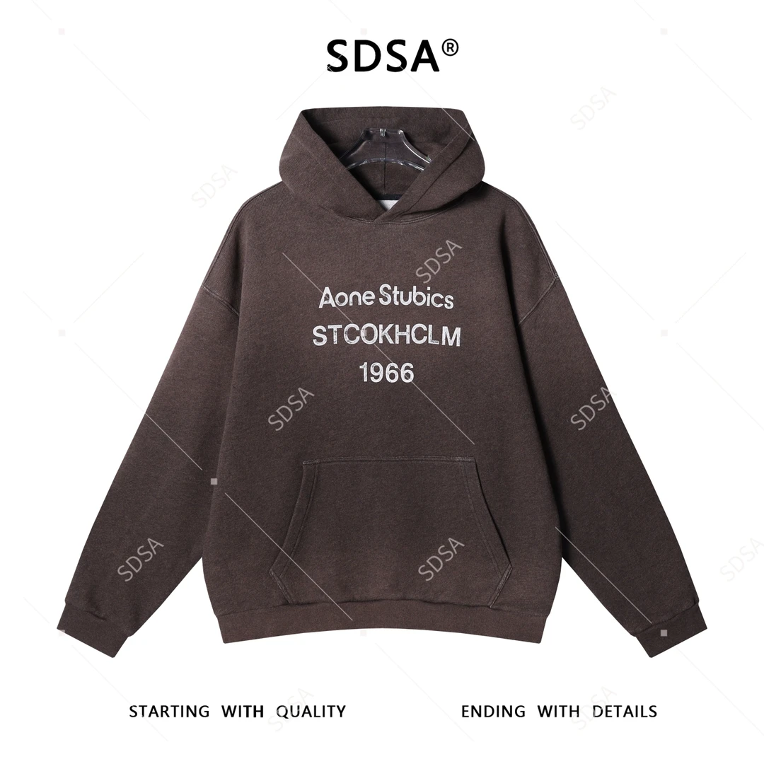 SDSA男士春秋新款痞帅男装美式数字字母印花连帽卫衣百搭时尚上衣