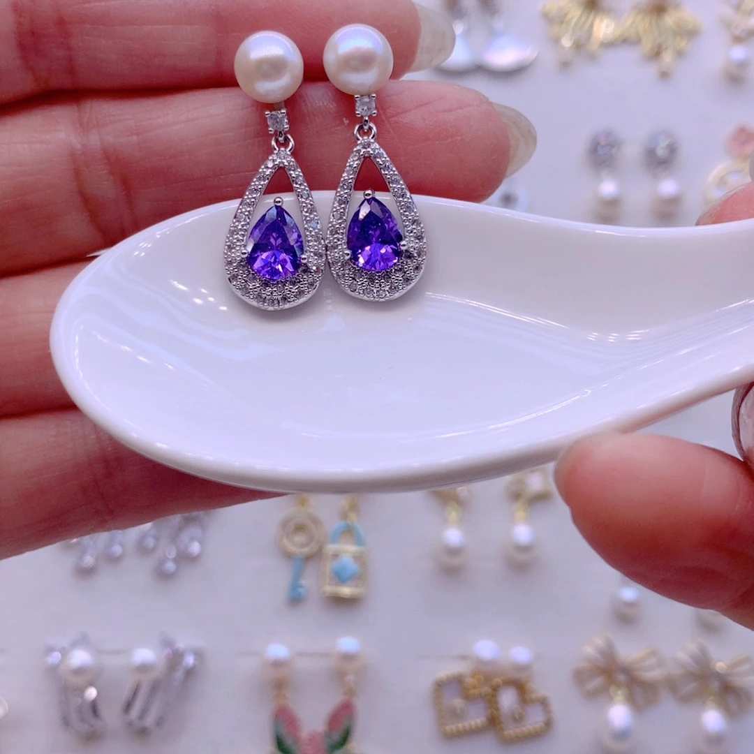 合金淡水珍珠耳饰