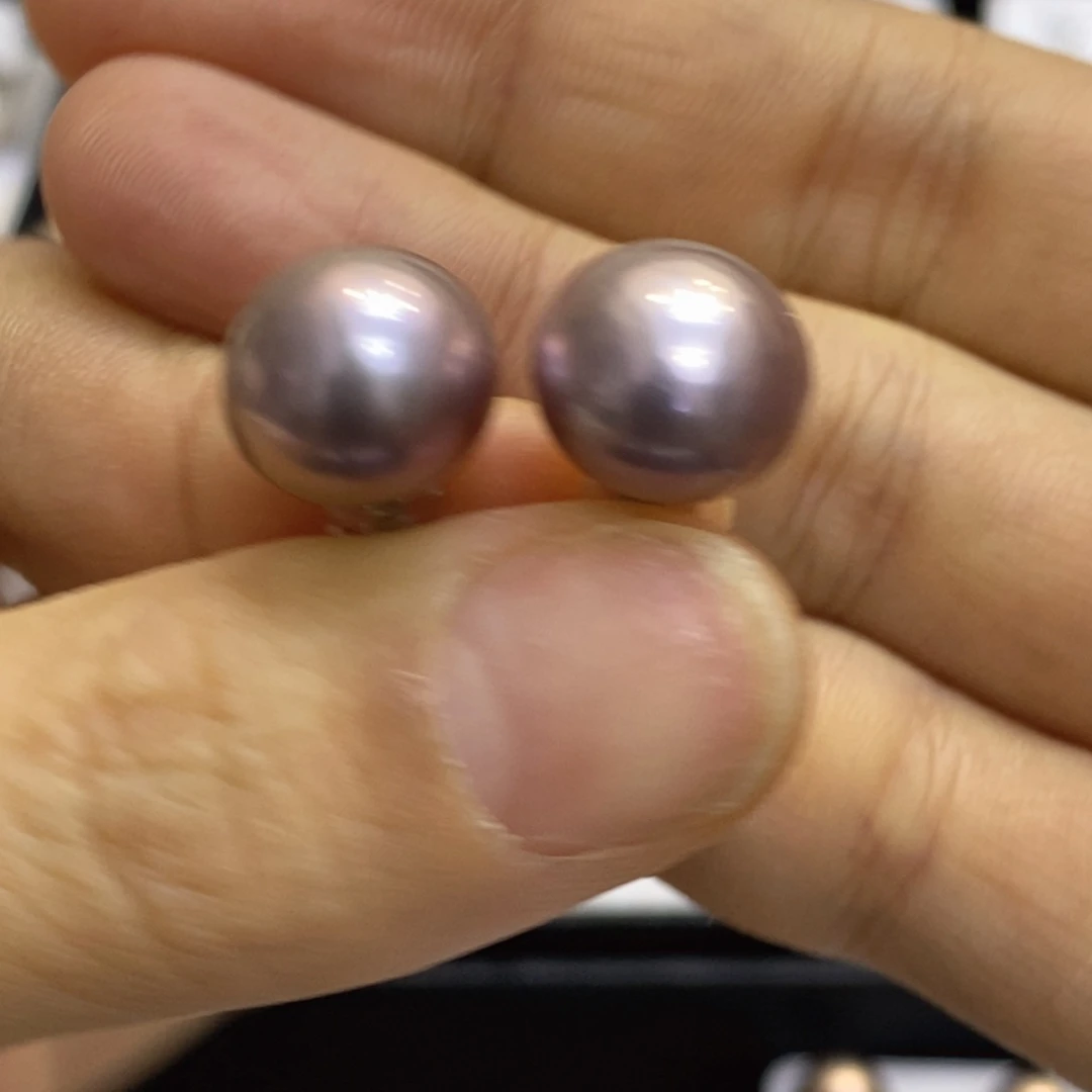 淡水珍珠耳饰银S925镶嵌12