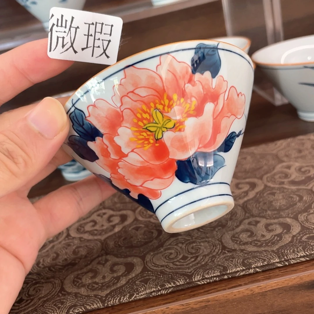 釉下彩纯手绘有瑕