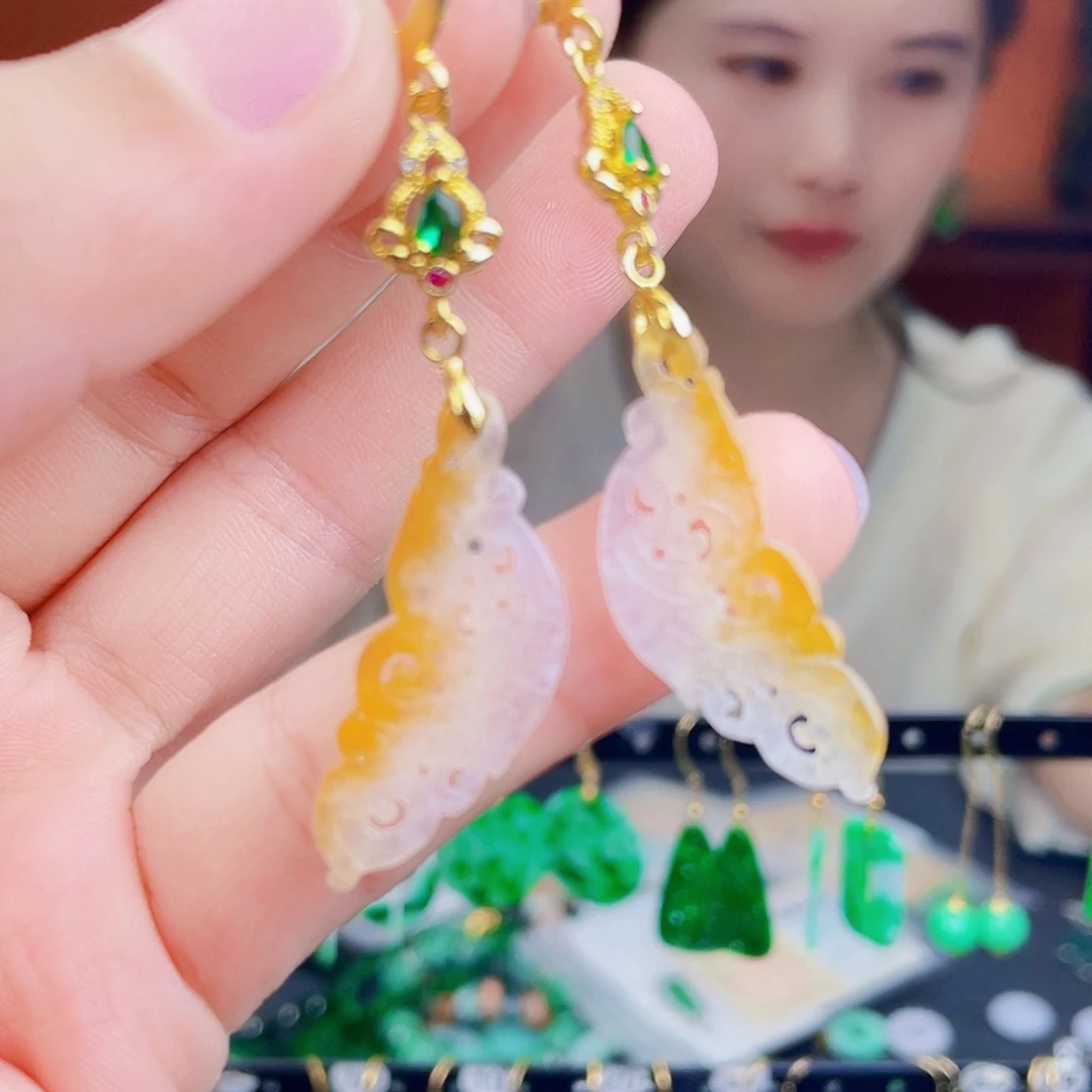 翡翠未镶嵌耳饰饰品