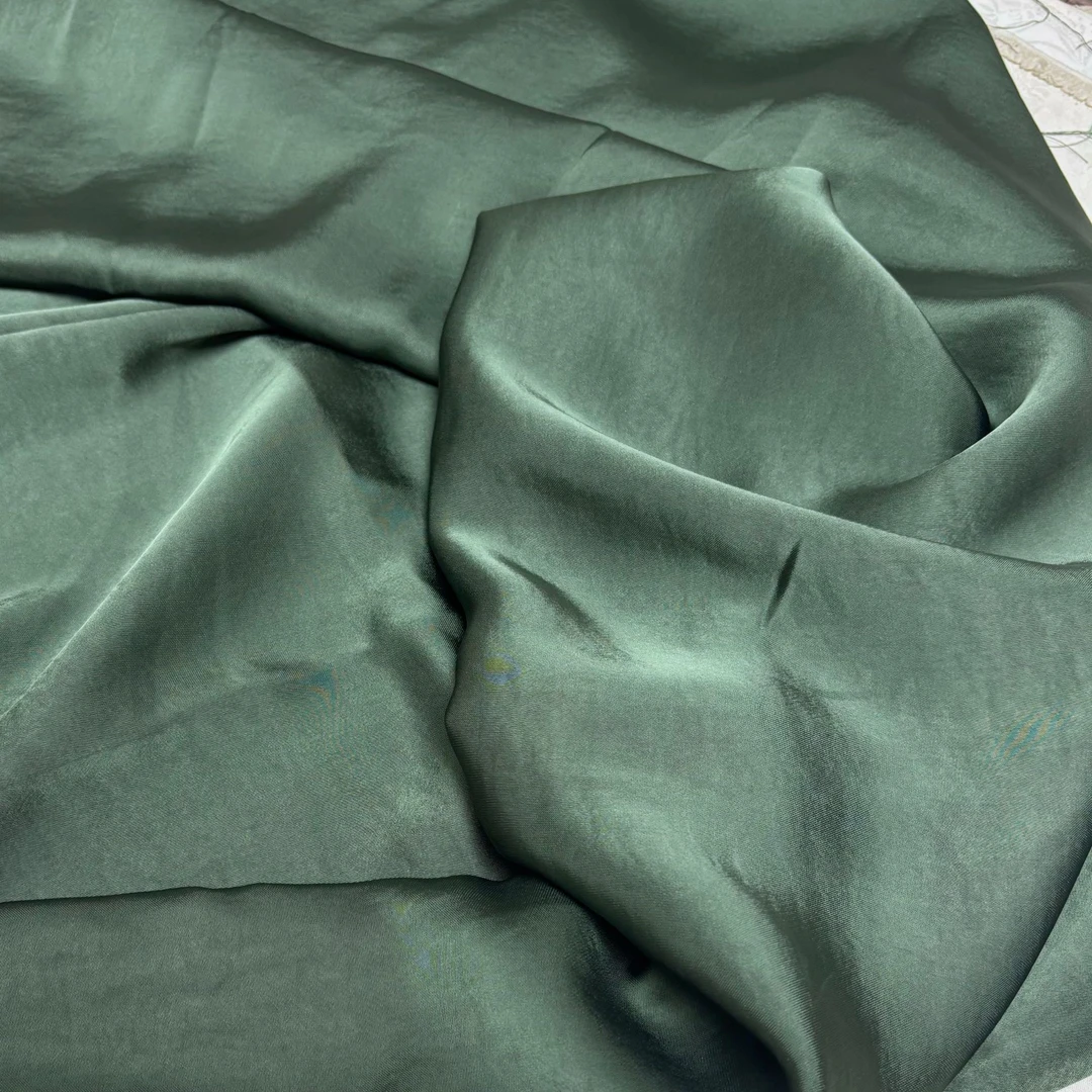 军绿色双面缎醋酸丝滑柔软布料