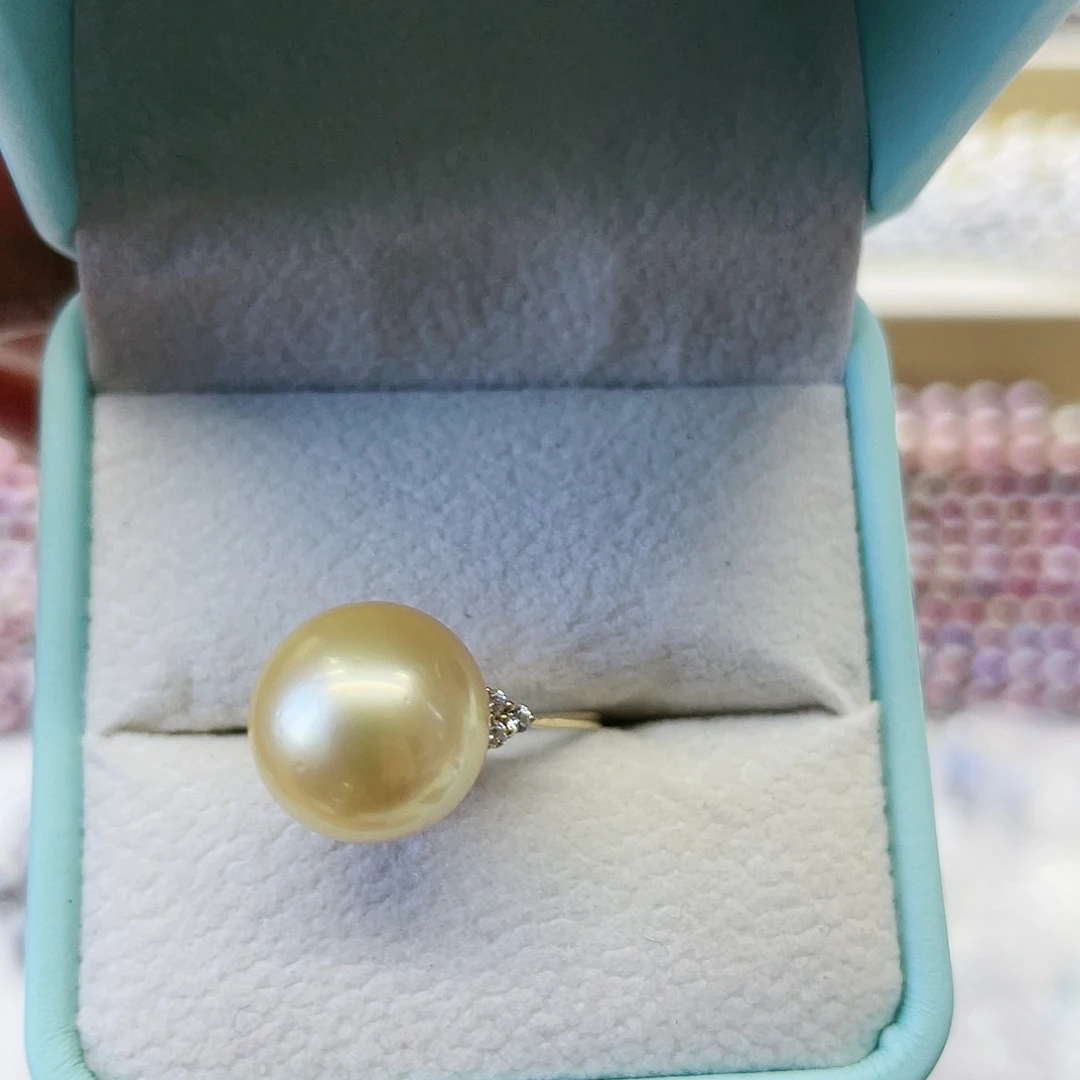 海水珍珠戒指18K金镶嵌