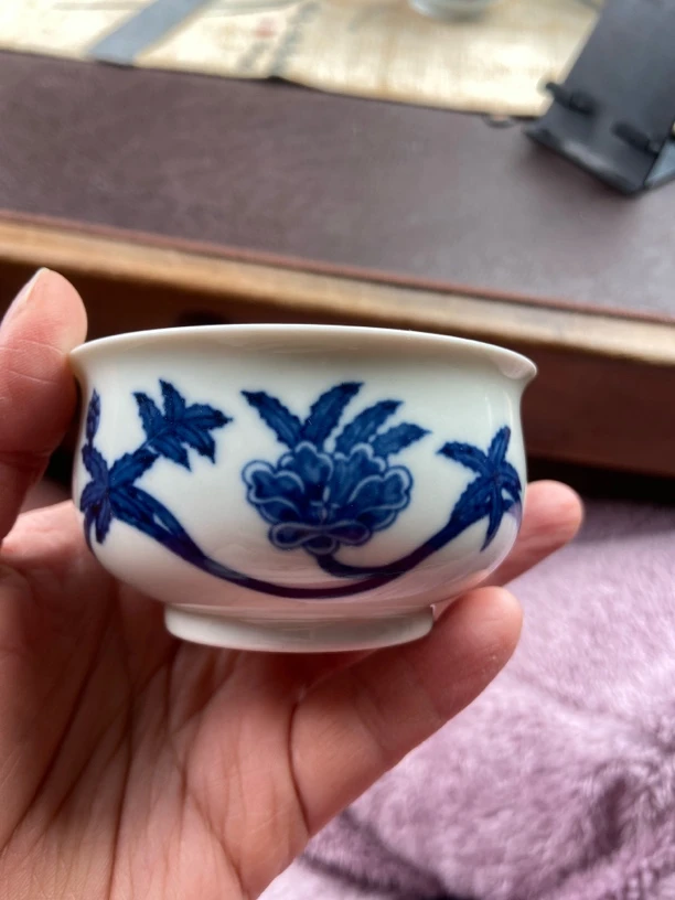 景德镇特价福利缠枝铃铛杯釉下彩手工主人杯单杯陶瓷茶杯茶具