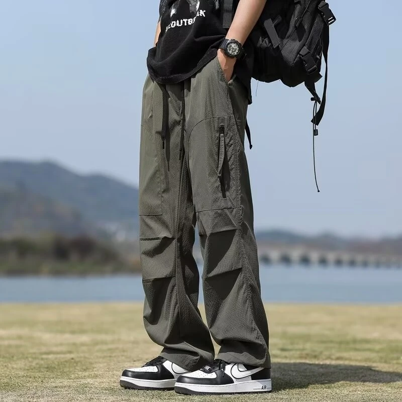 潮流潮流冲锋裤子男款秋季工装裤机能登山直筒休闲长裤男士潮流DS