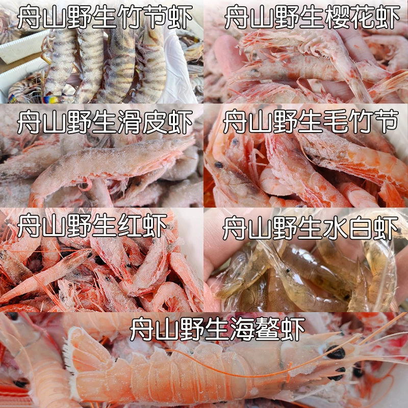 舟山野生海虾套装大红虾滑皮虾条虾樱花虾竹节虾水白虾400g/盒