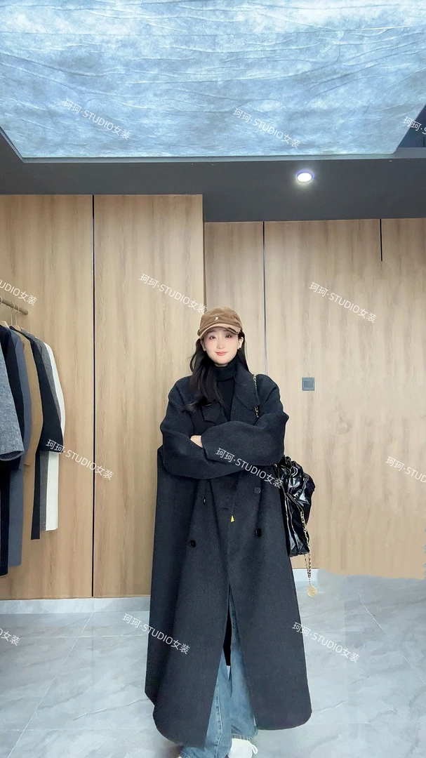 【珂珂专属】双面羊毛大衣女装外套2025春季新款长款双面呢大衣