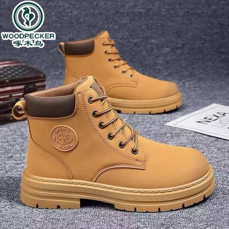 【正品】啄木鸟舒适高帮春季新款马丁靴男士英伦风复古鞋男靴子爆款