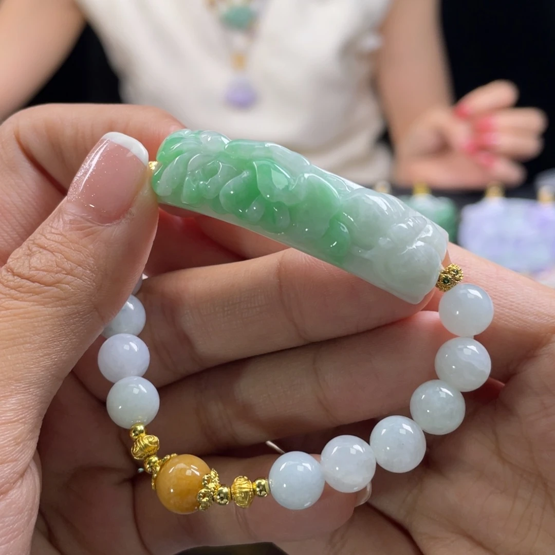 翡翠未镶嵌手链代编织
