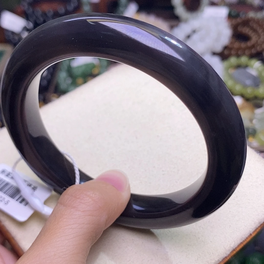 和田玉未镶嵌颈饰59 浓烟紫脂膏级帝王紫手镯