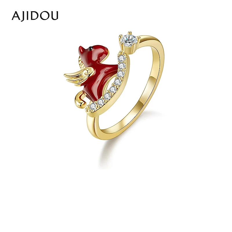 合金合成锆石戒指 【一只璐甄选】S041AJIDOU阿吉豆铜合金小马指环