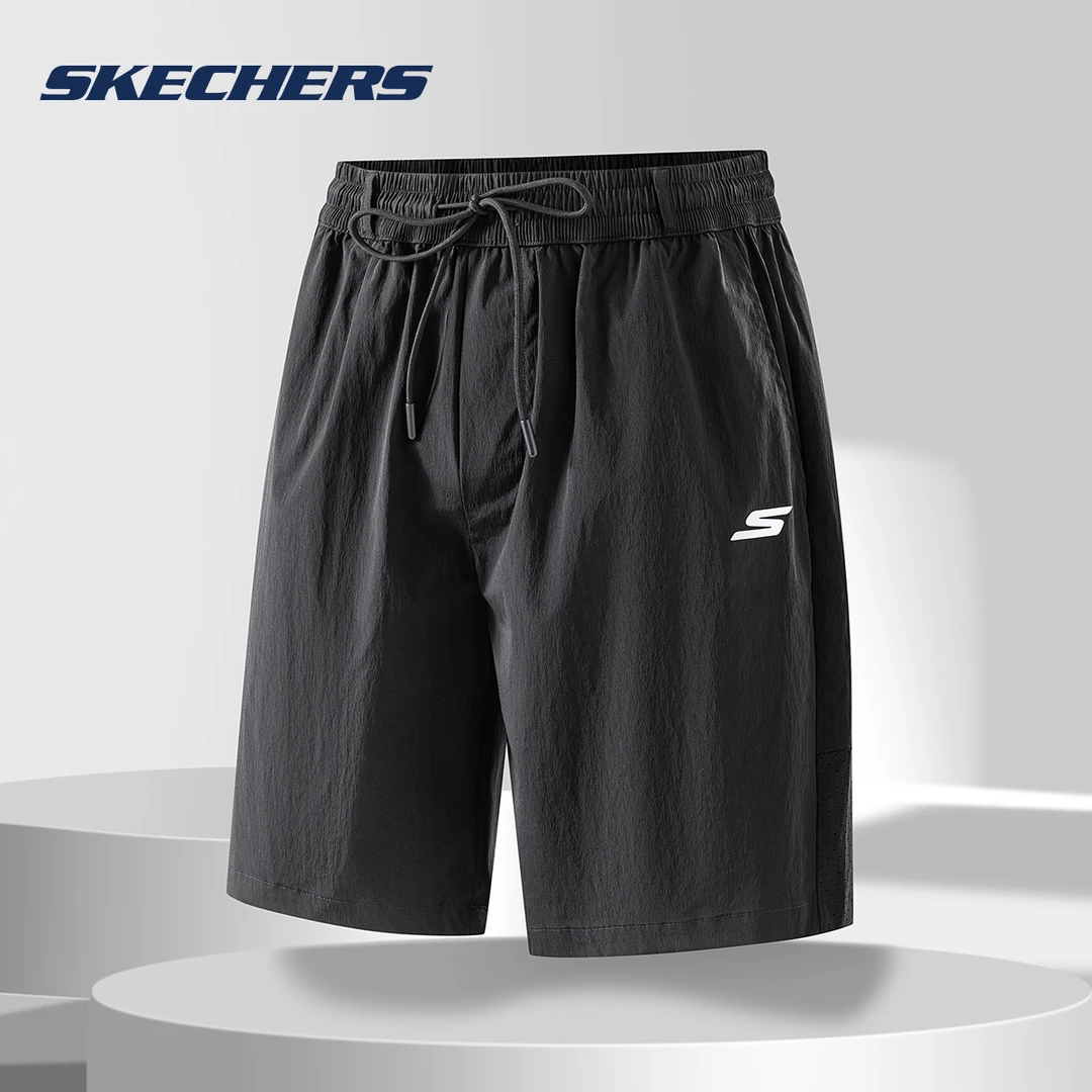 斯凯奇简约纯色防晒短裤男百搭运动凉感短裤男女同款裤子P225U091