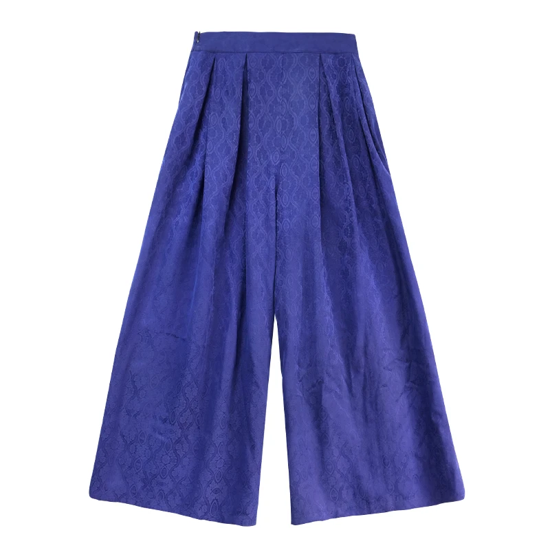 娑尔香云纱花萝阔腿裤黄色03563紫色03585蓝色03583