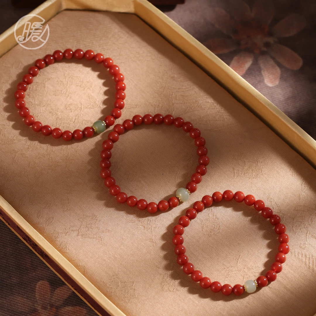 单圈红玛瑙手串6mm搭和田玉路路通手串H1449多样性发一