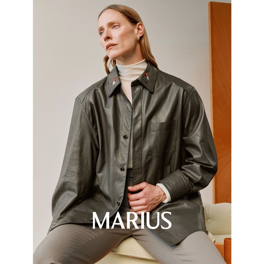 MARIUS“火柴皮衣”A级鞣制简约衬衫皮衣外套 短外套 皮夹克