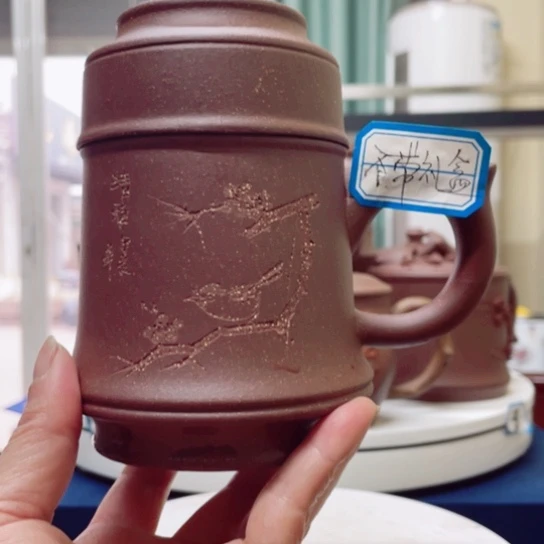 紫砂茶杯紫泥金钟杯