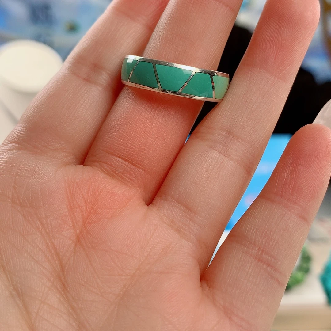 绿松石银S925镶嵌珠宝奇石22