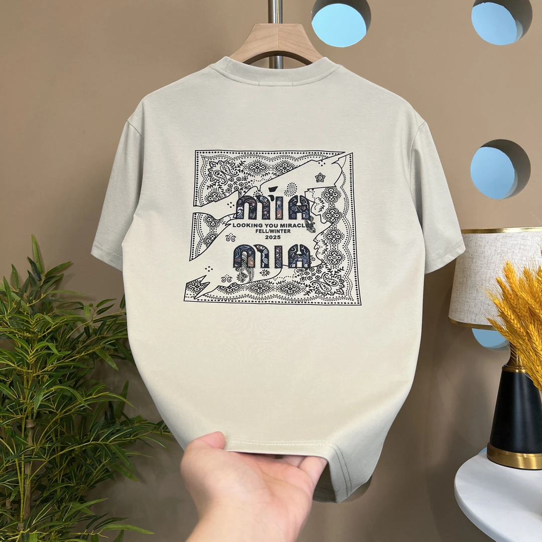 男士2025夏季时尚刺绣潮款半袖男青春透气精致印花圆领T恤【5505】