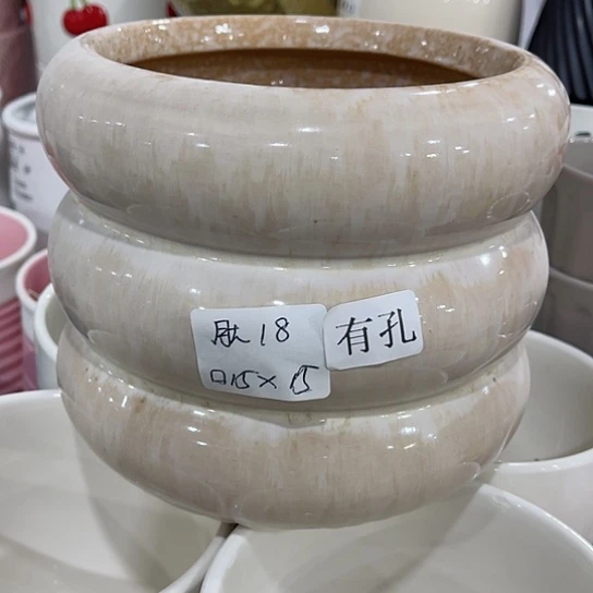 多肉绿植陶瓷花盆9.9包邮，有孔