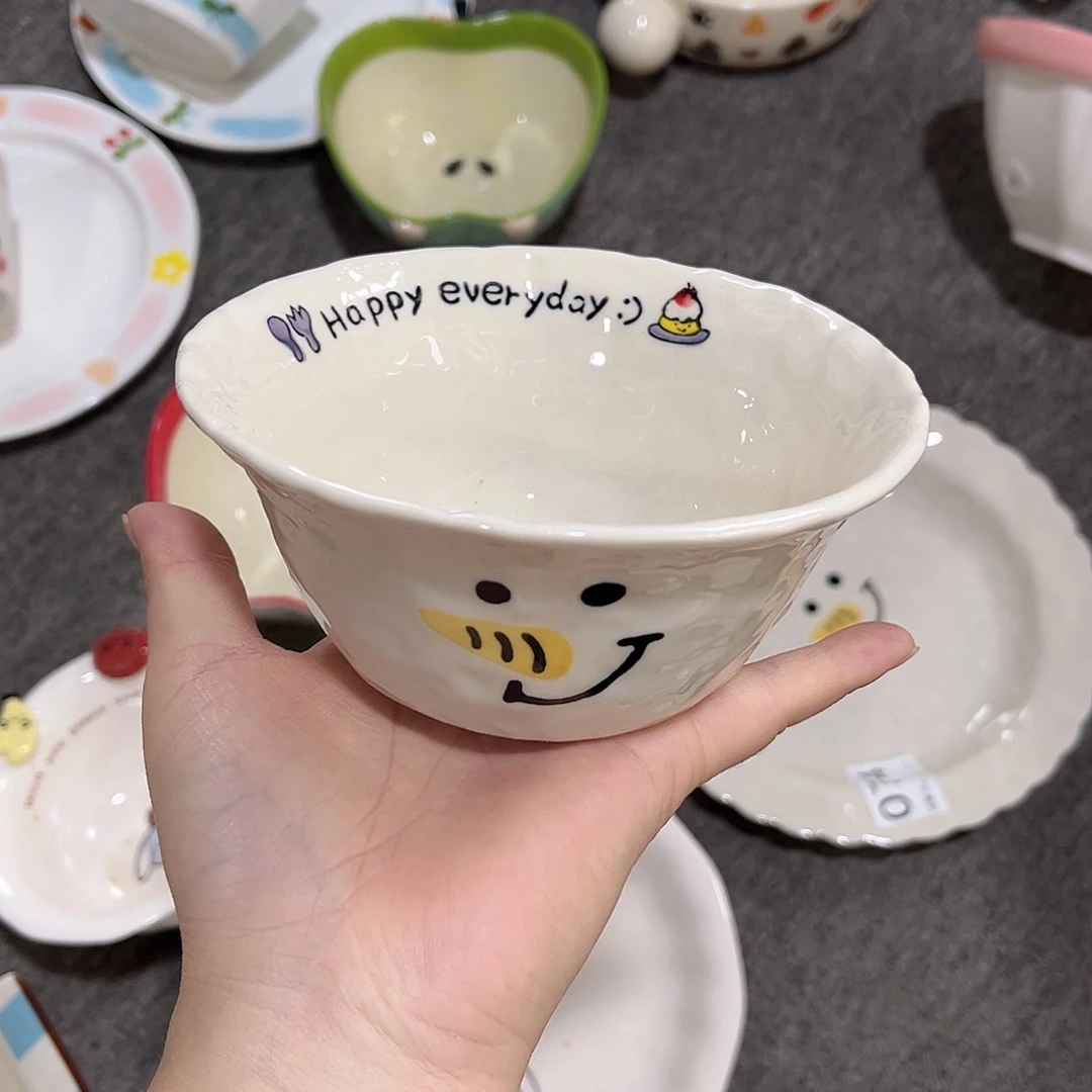 长鼻雪人笑脸碗5寸陶瓷餐具
