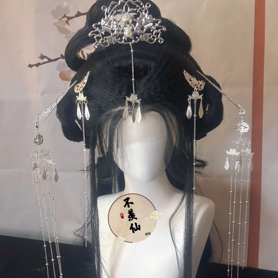 原创长流苏银色仙侠配饰步摇古风发饰古装发冠汉服旗袍头饰流苏仙