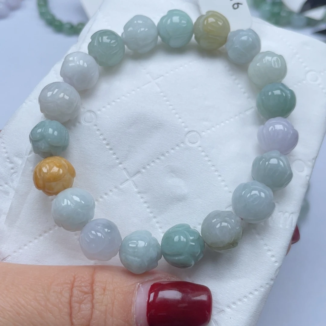 翡翠手绳足铂镶嵌天然a货缅甸翡翠包邮