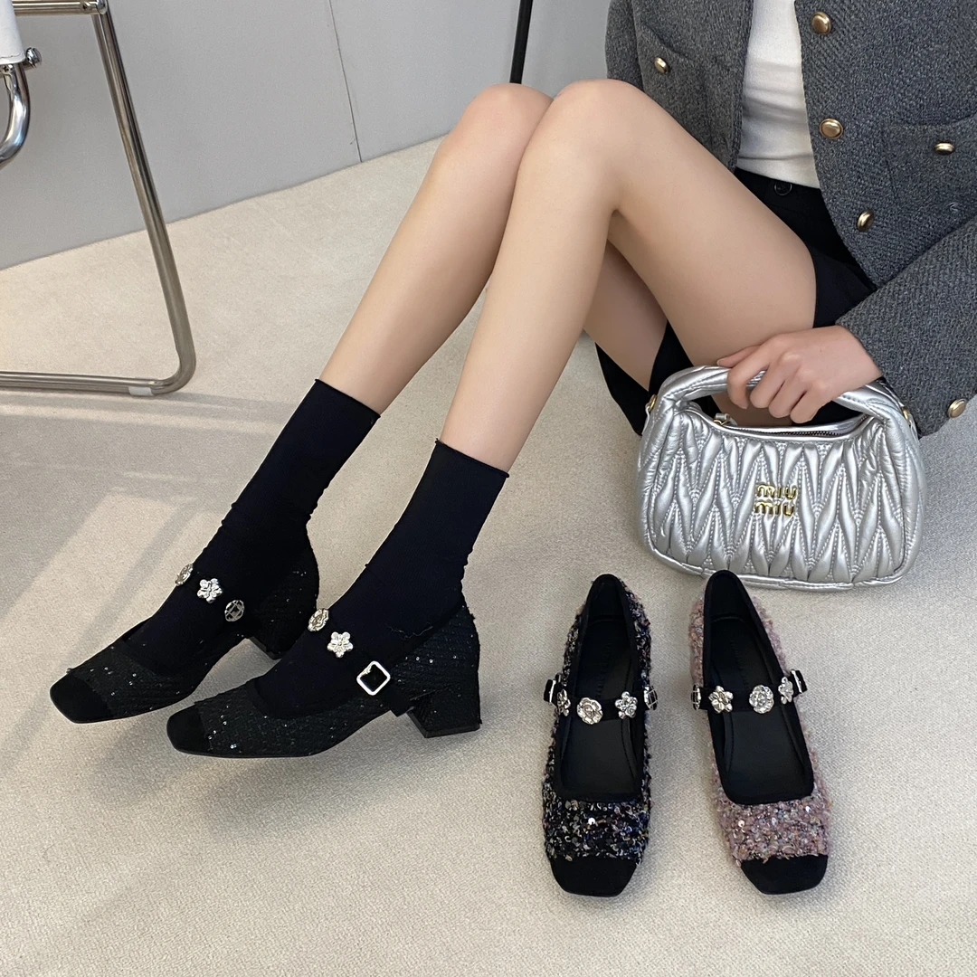 贾不假玛丽珍鞋女2025春季新款绝美时尚复古配裙子粗跟韩系单鞋春