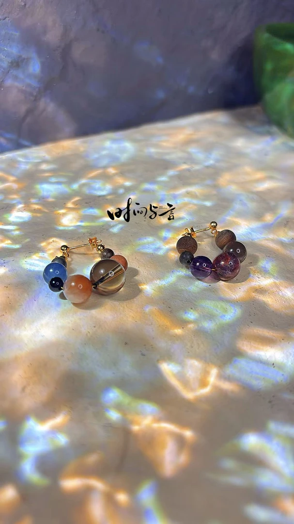 【时间与言】天然水晶耳环