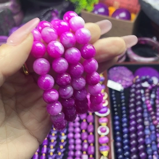 非金属南非老料10樱花粉手串S1