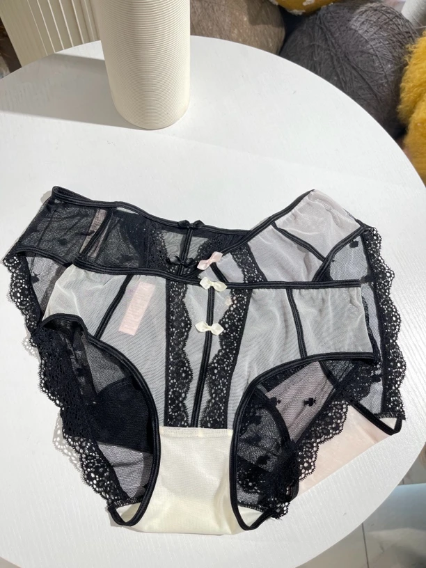 3条装 陌上如玉 维秘纯欲中腰大包臀性感蕾丝女士内裤