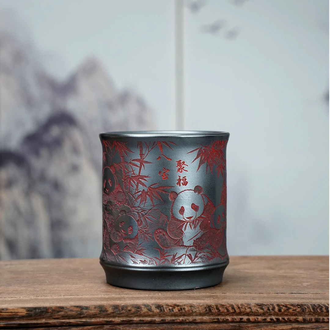 八宝聚福主人杯/180cc 石黄泥料/宜兴紫砂