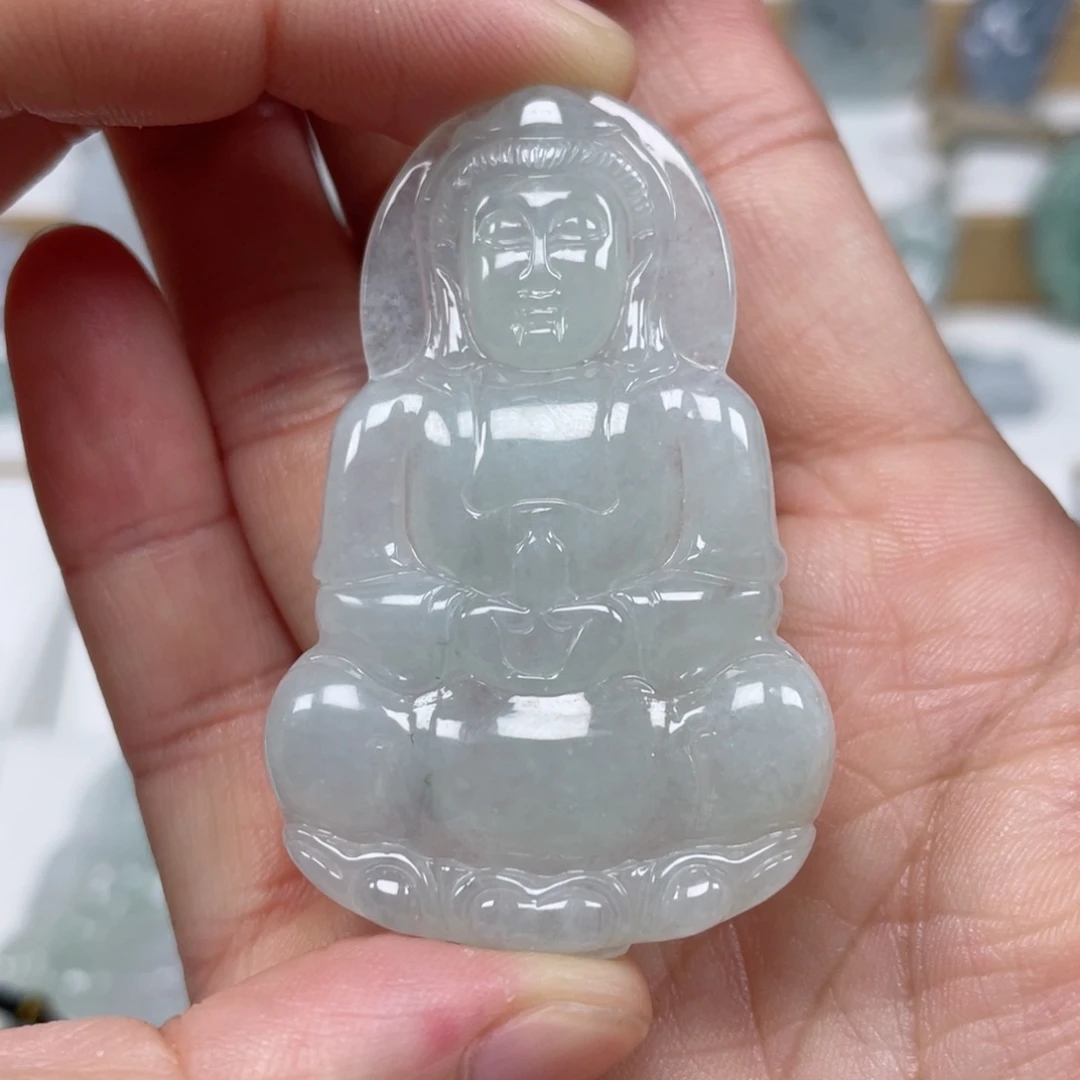 翡翠颈饰未镶嵌天然翡翠A货观音47号
