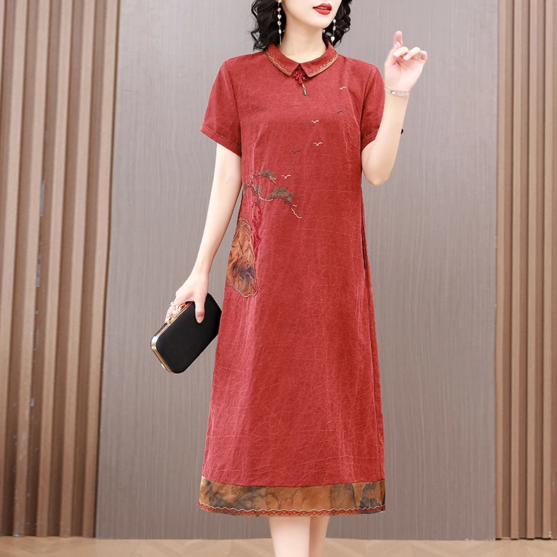 高级感改良旗袍上档次连衣裙新款袍子中式婚宴妈妈礼服宽松2025夏