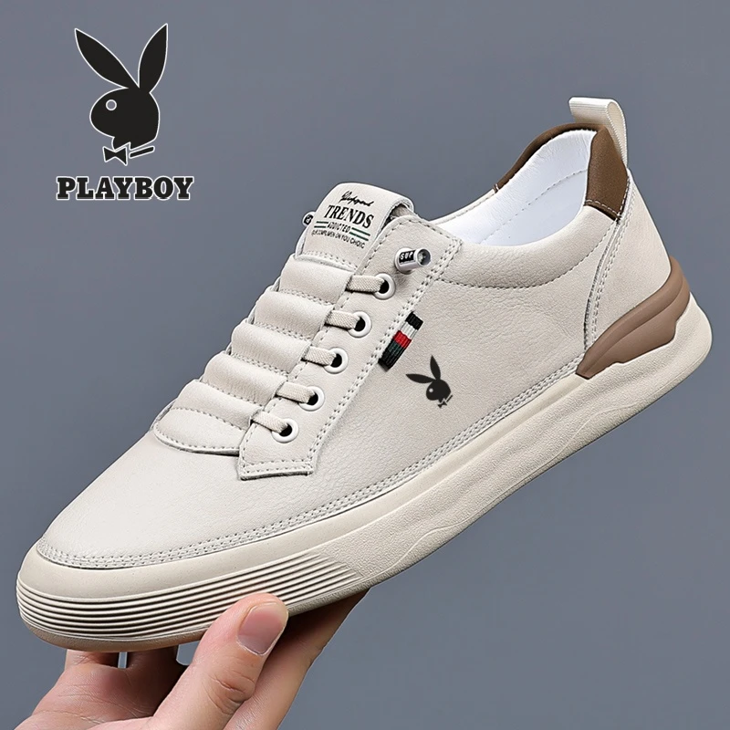 PLAYBOY/花花公子男鞋新款透气软底软面百搭板鞋男潮流小白鞋男款