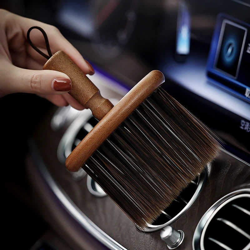 榉木汽车内饰除尘刷空调出风口缝隙软毛刷子车载清洁工具扫灰神器