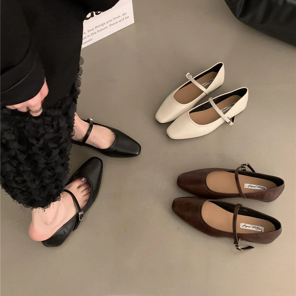 【官网小C&K旗舰店】芭蕾风单鞋百搭玛丽珍鞋平底皮鞋小众软底浅口