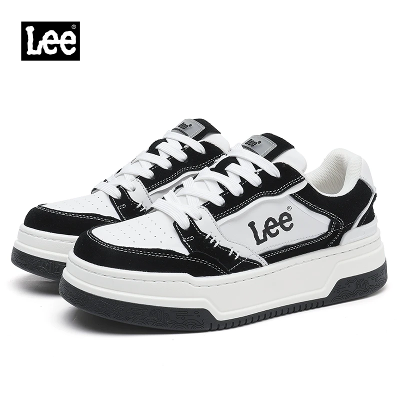 Lee透气百搭板鞋潮流夏季圆头休闲板鞋厚底秋季小众增高小白鞋