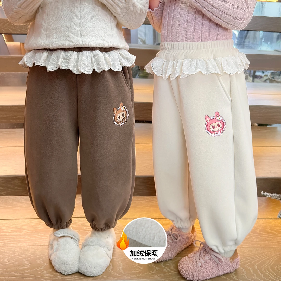 女童加绒裤子加厚一体双面绒儿童休闲卫裤女孩宝宝秋冬装2025新款