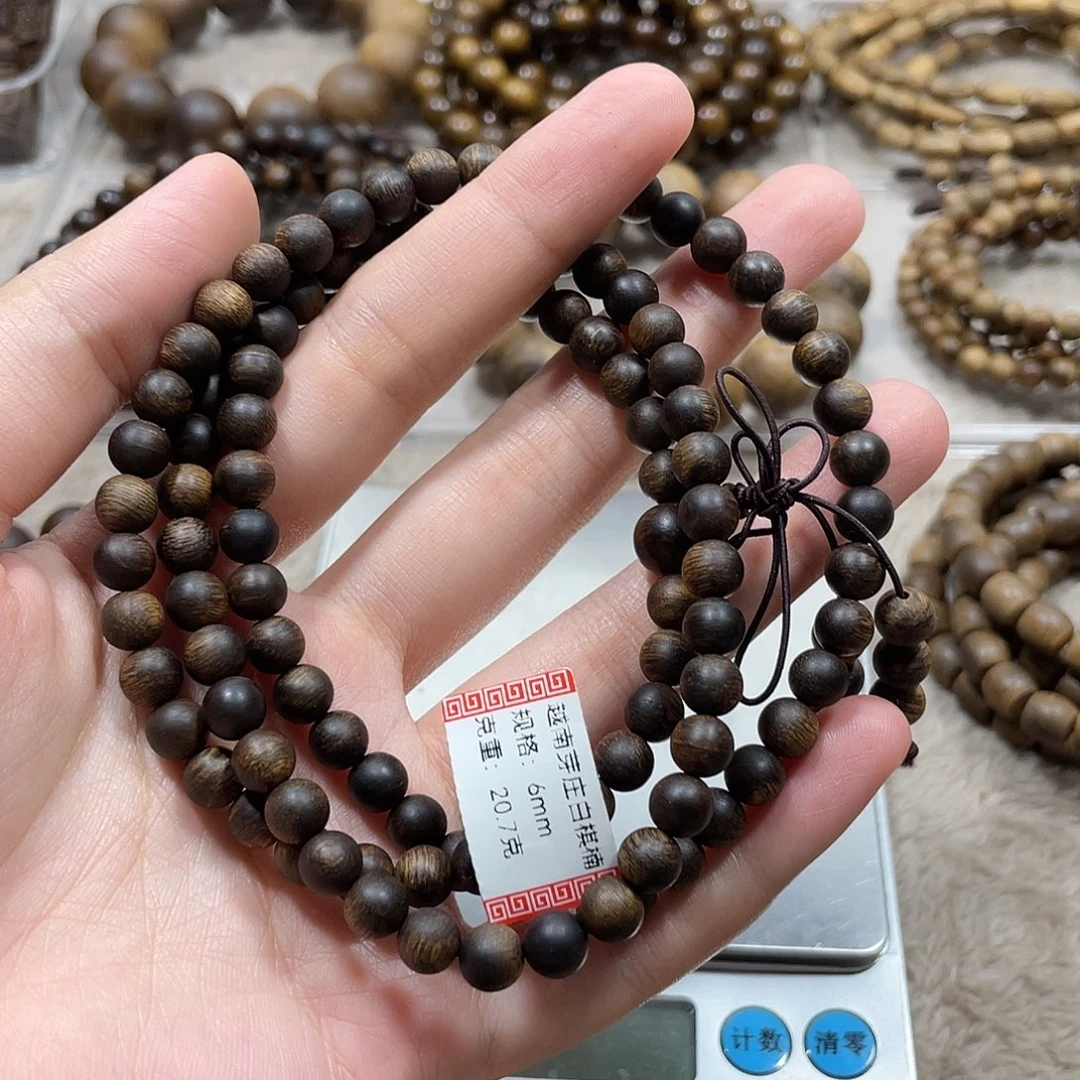 半***生沉香手串越南芽庄白棋楠瘤疤