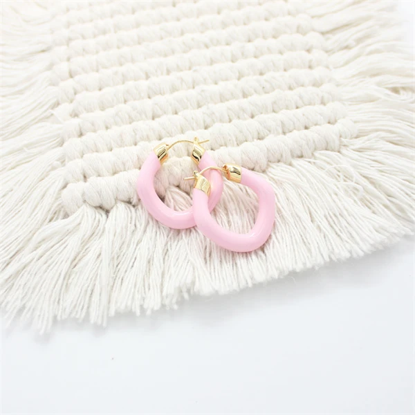 铜合金珐琅耳饰 韩版新款滴油洋气款耳扣【哎呦家18398】