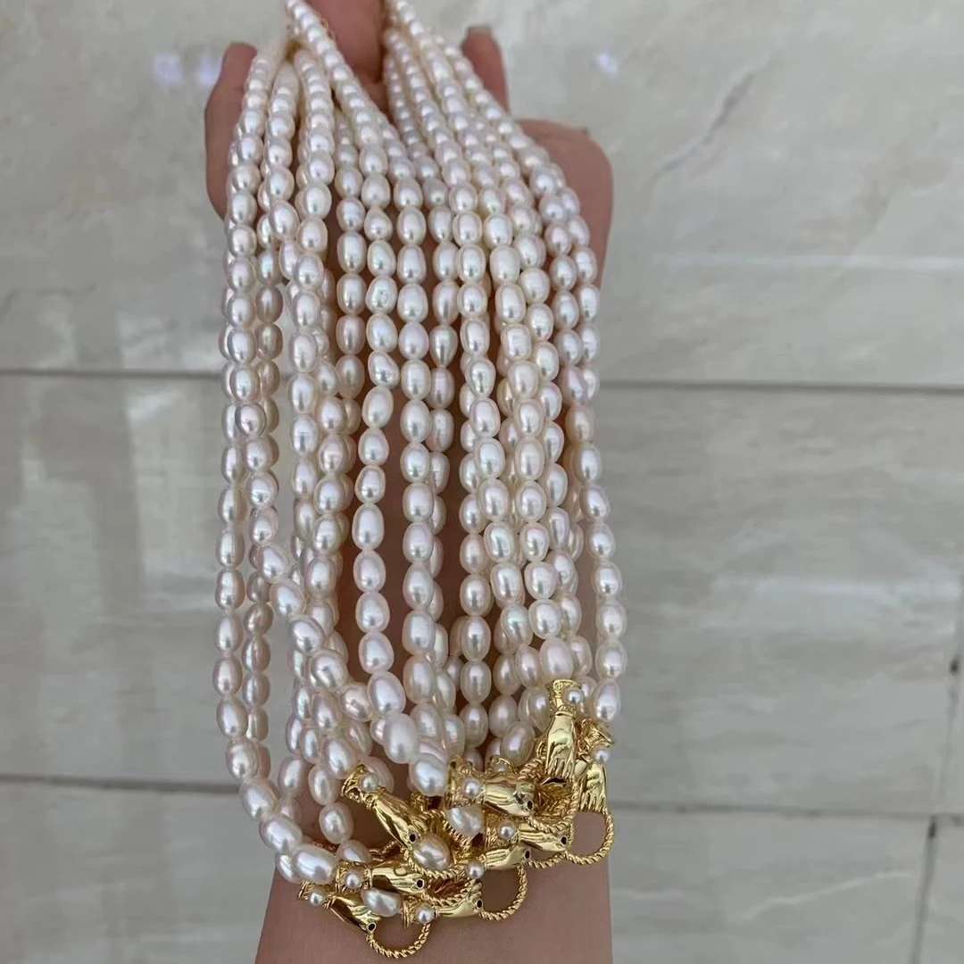 非金属仿珍珠项链 法式复古手拉手项链冷淡风锁骨链【哎呦家18661】