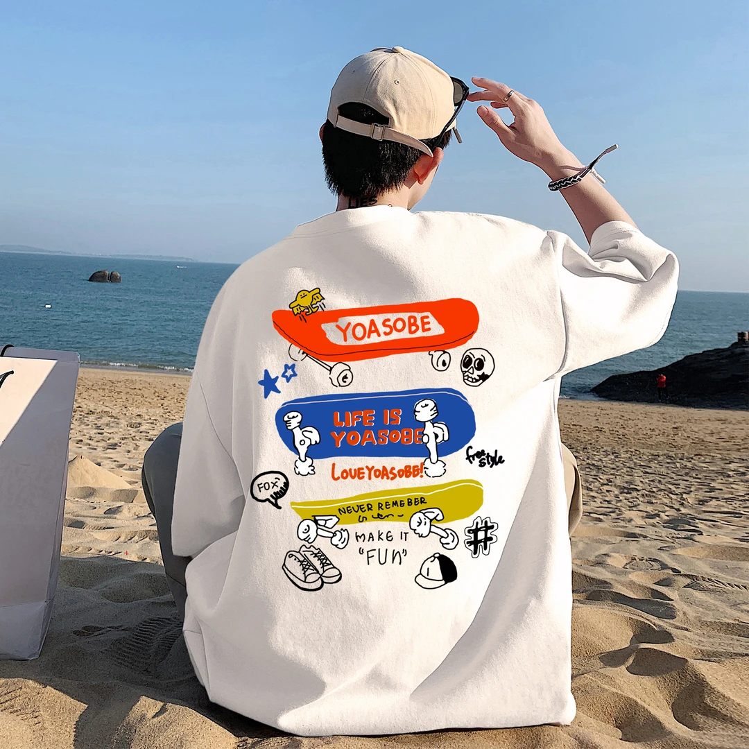 短袖纯棉男士T恤夏季潮流嘻哈青少年体恤打底衫男女同款休闲上衣