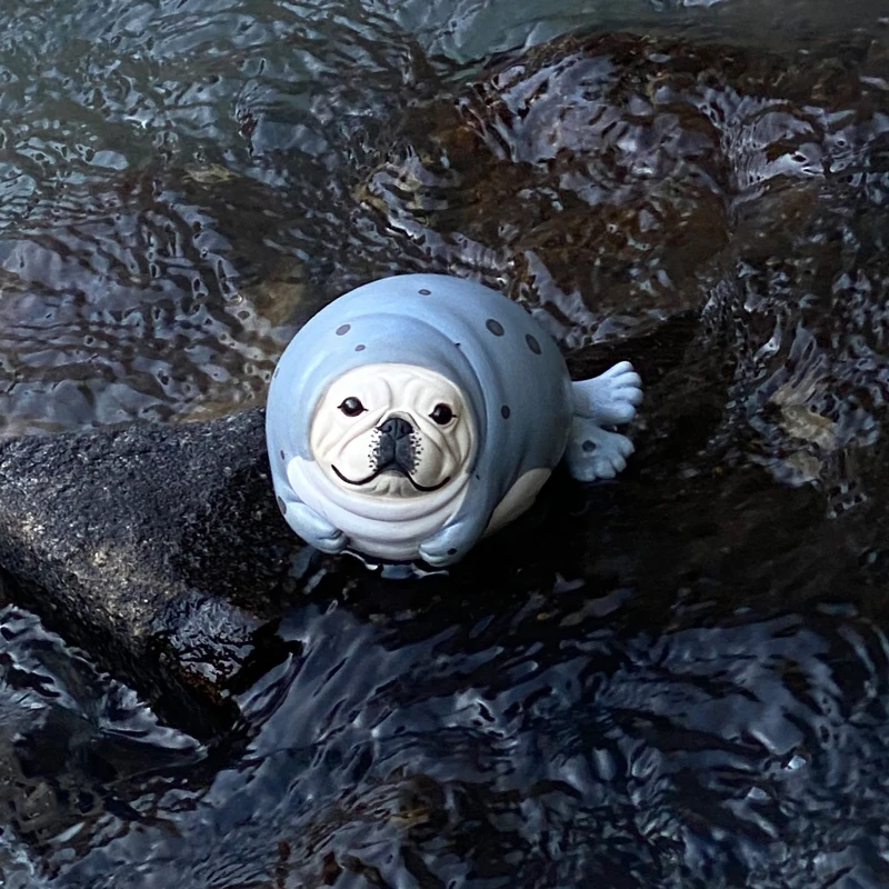 陶瓷法斗陶器摆件家居客厅卡通法国斗牛犬手工桌面可爱陶艺礼品