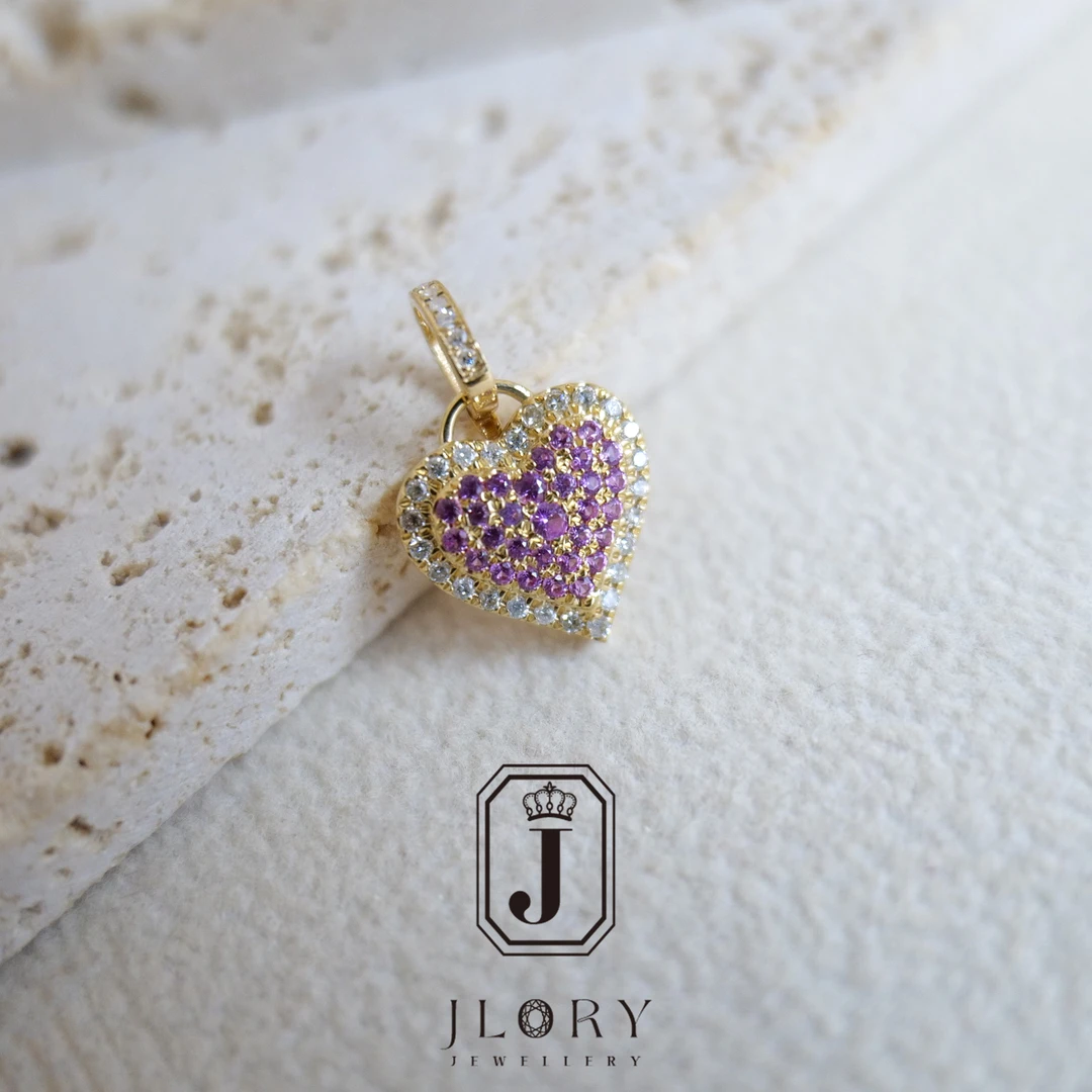 Au750 天然彩蓝宝钻石爱心万能扣 520