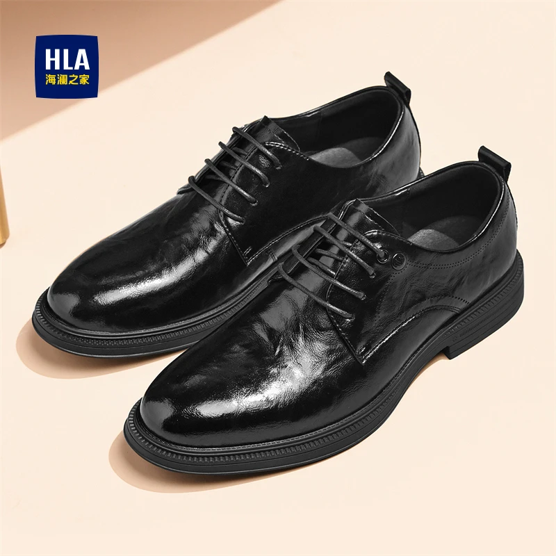 【内增高】海澜之家男士秋冬百搭德比鞋英伦风正装商务休闲系带皮鞋