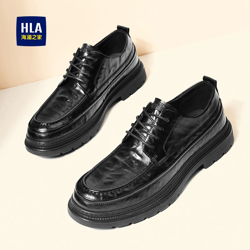 HLA/海澜之家男鞋冬季耐磨时尚男士皮鞋休闲厚底商务德比鞋子男款