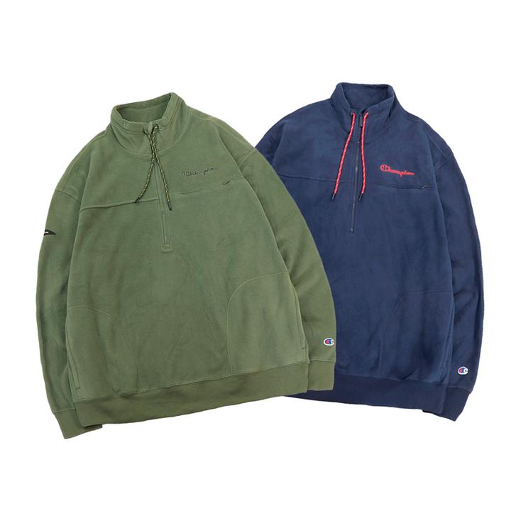 Champion/冠军 大码男士半拉链抓绒衣秋冬摇粒绒保暖中间层139K21