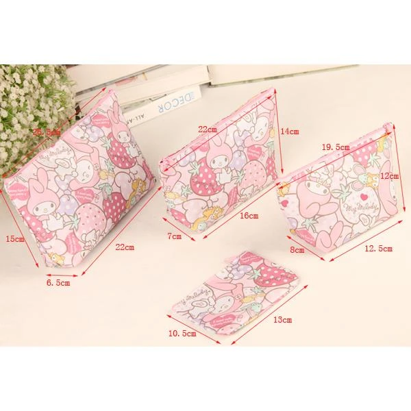 可爱耳机口红小物件收纳袋零化妆包4件套防水布旅行杂物包