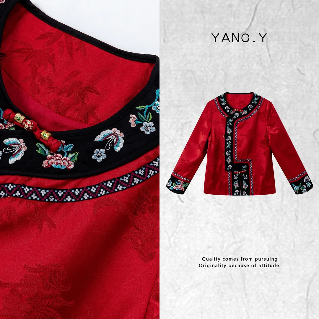 YANG.Y- 【山扶晚月】深圳原创新中式国风女装桑蚕丝刺绣上衣90279